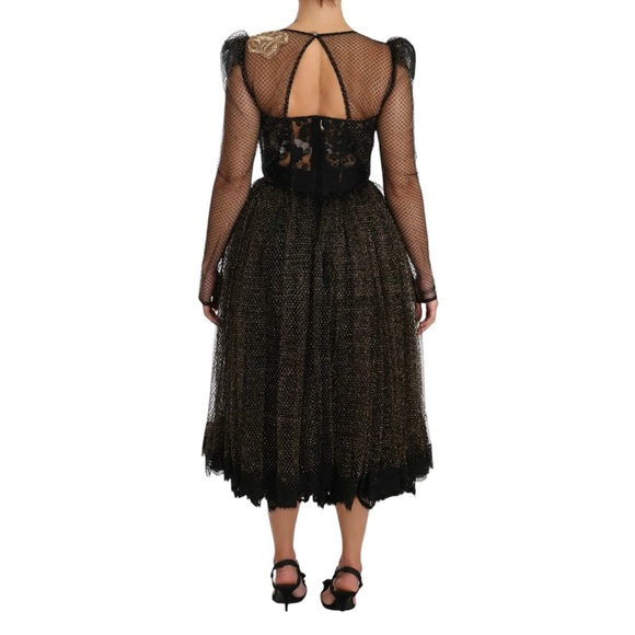 Dolce & Gabbana Black Gold Crystal Heart A-line Dress IT38 XS - Picture 7 of 10